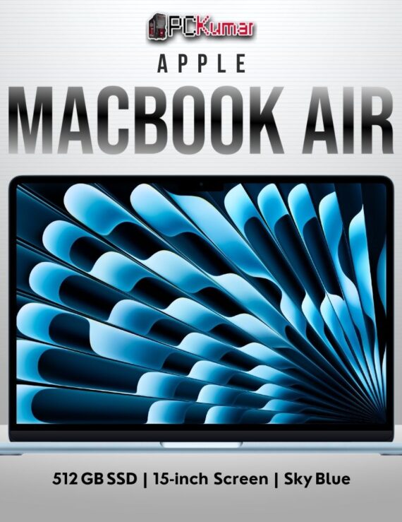 Sky Blue 15‑inch MacBook Air side profile with lid partially closed, highlighting slender taper.