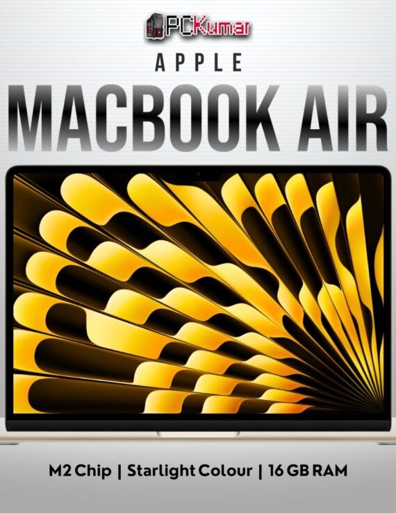 MacBook Air 13‑inch Starlight – M2 8‑core CPU / GPU, 16 GB RAM, 256 GB SSD – open front