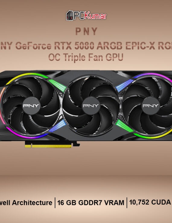 PNY GeForce RTX™ 5080 ARGB EPIC-X RGB™ Overclocked Triple Fan GPU