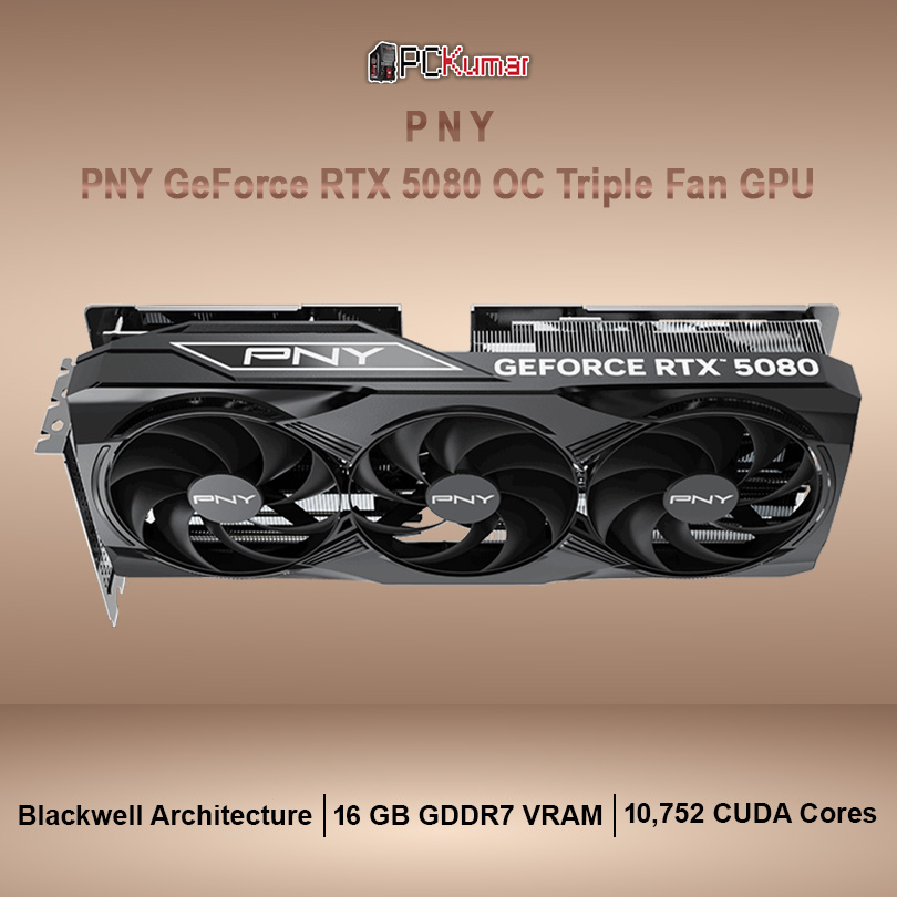 PNY GeForce RTX™ 5080 Overclocked Triple Fan GPU