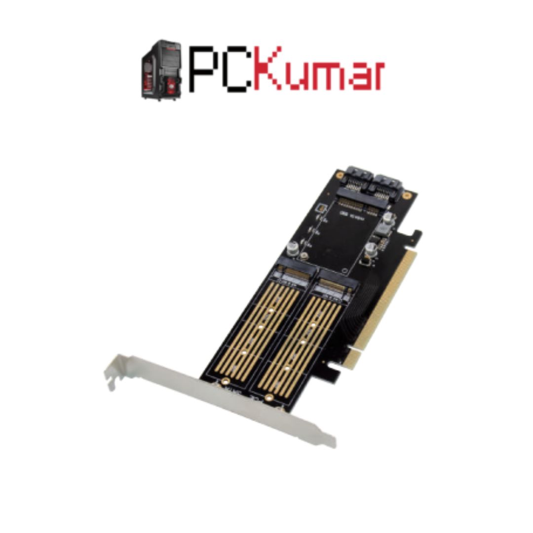 PCIe x16 M.2 B & M.2 M + mSATA SSD Converter Card