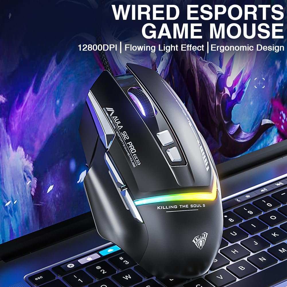 S12Pro Wired Gaming Mouse 12800 DPI