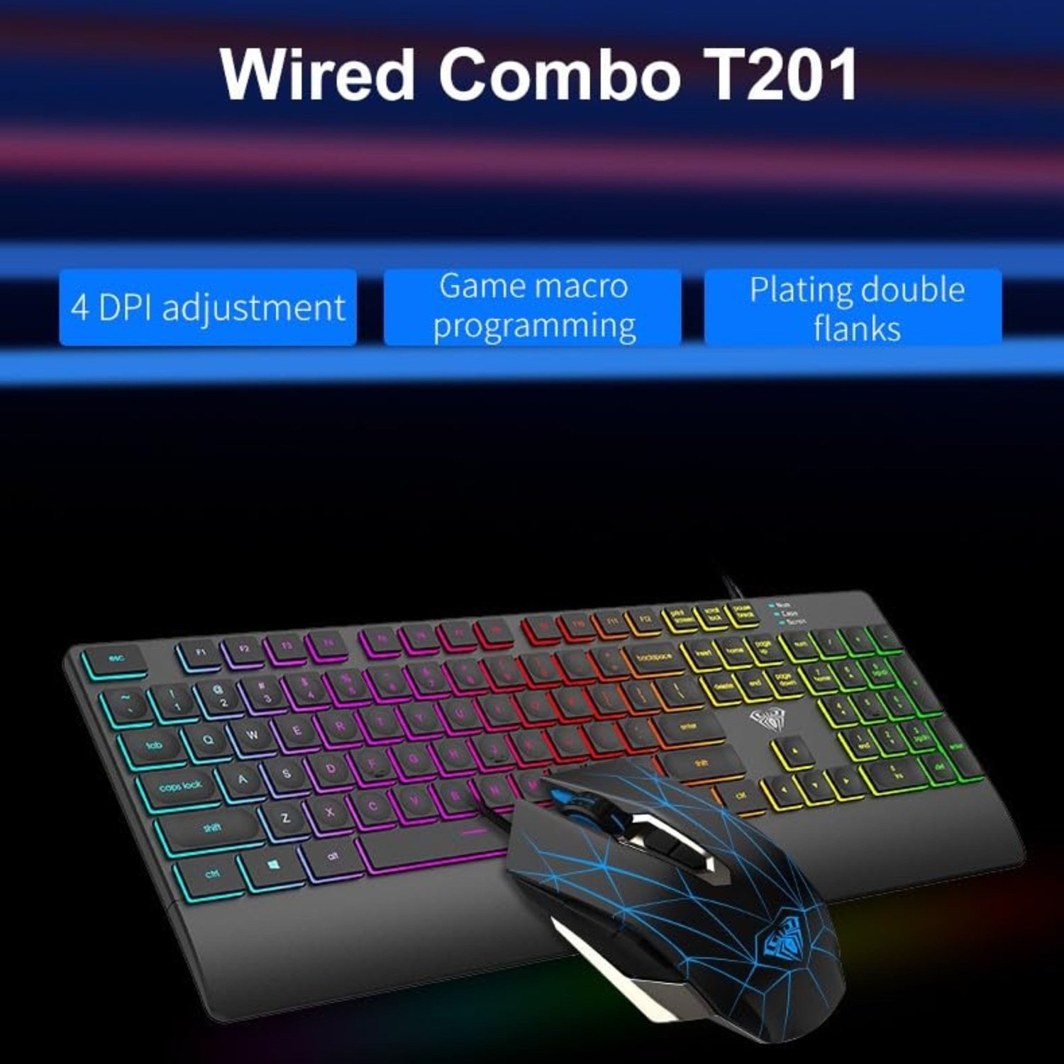 Aula T201 Gaming Membrane Keyboard Combo