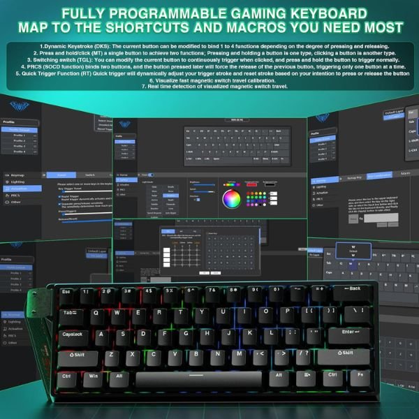 AULA 60% side printed pbt keycap meteor magnetic switch (WIN 60HE)