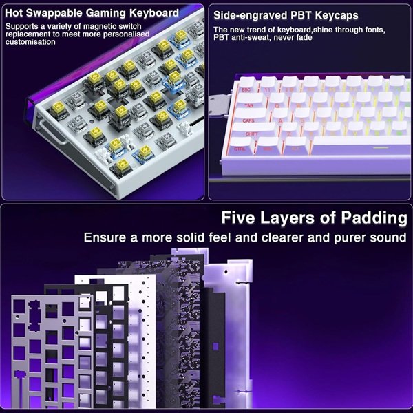 60% side printed pbt keycap meteor magnetic switch