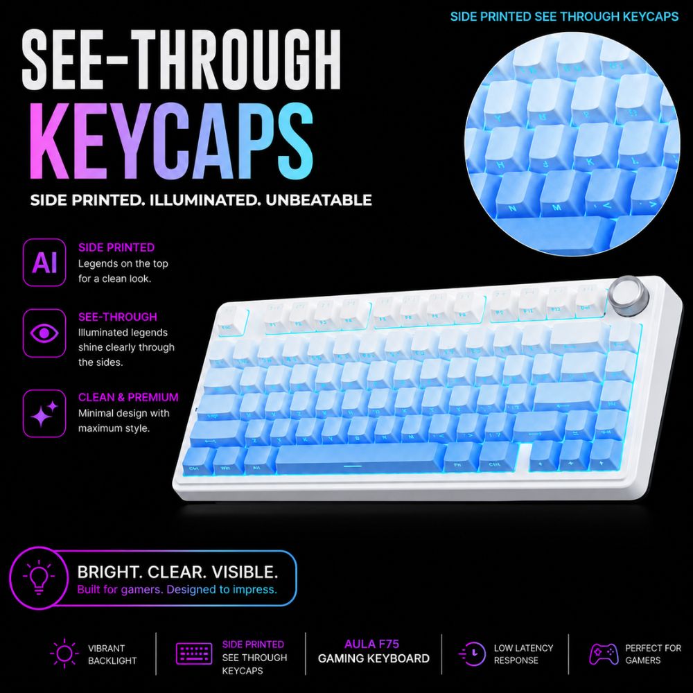 Aula 3in1mechanical KB,-GRADIENT BLUE STAR VECTOR Switch-F75 GUV