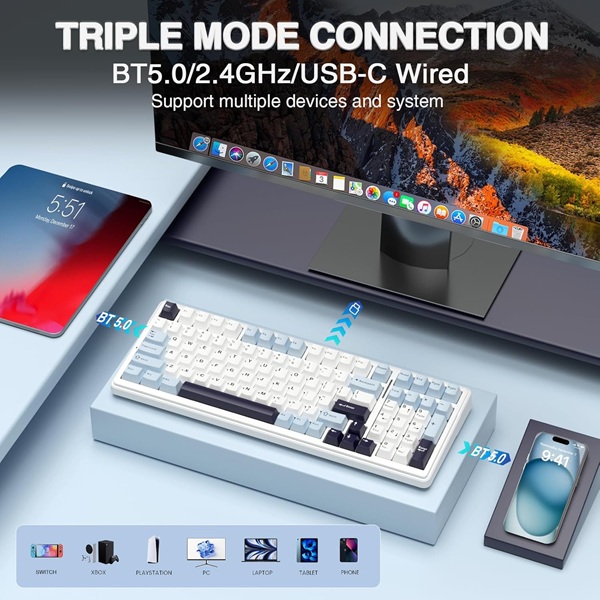 Aula 3in1mechanical KB,-Ice Blue Reaper Switch-F99 ice blue