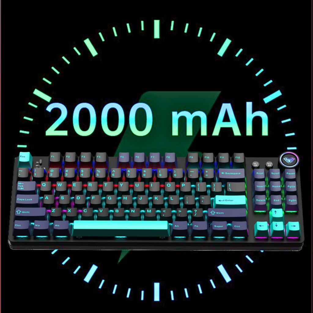 AULA 3-In-1 (2.4G/Bluetooth/Wired) TKL Mechanical Gaming Keyboard With Knob