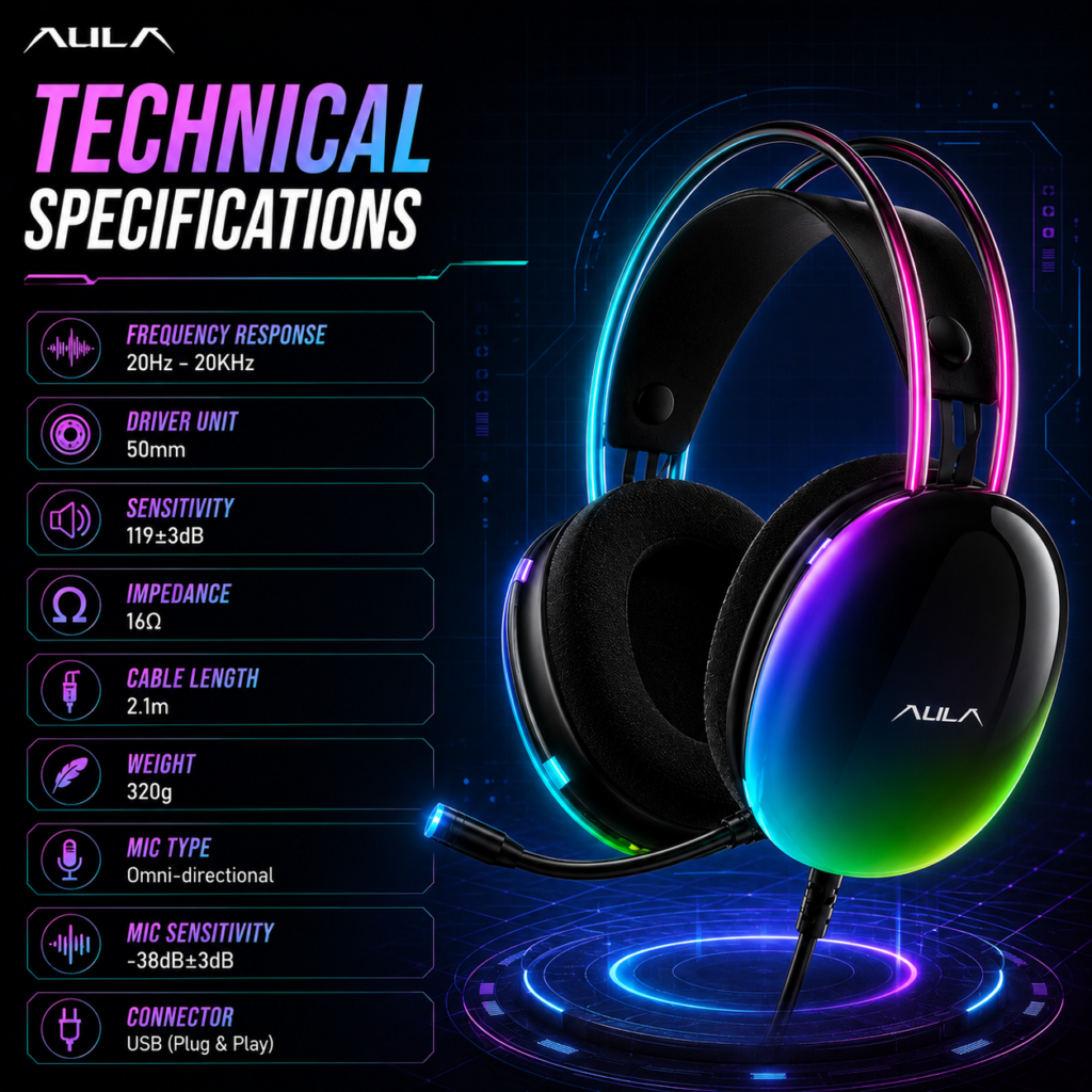 Aula S505 Gaming Headset Black