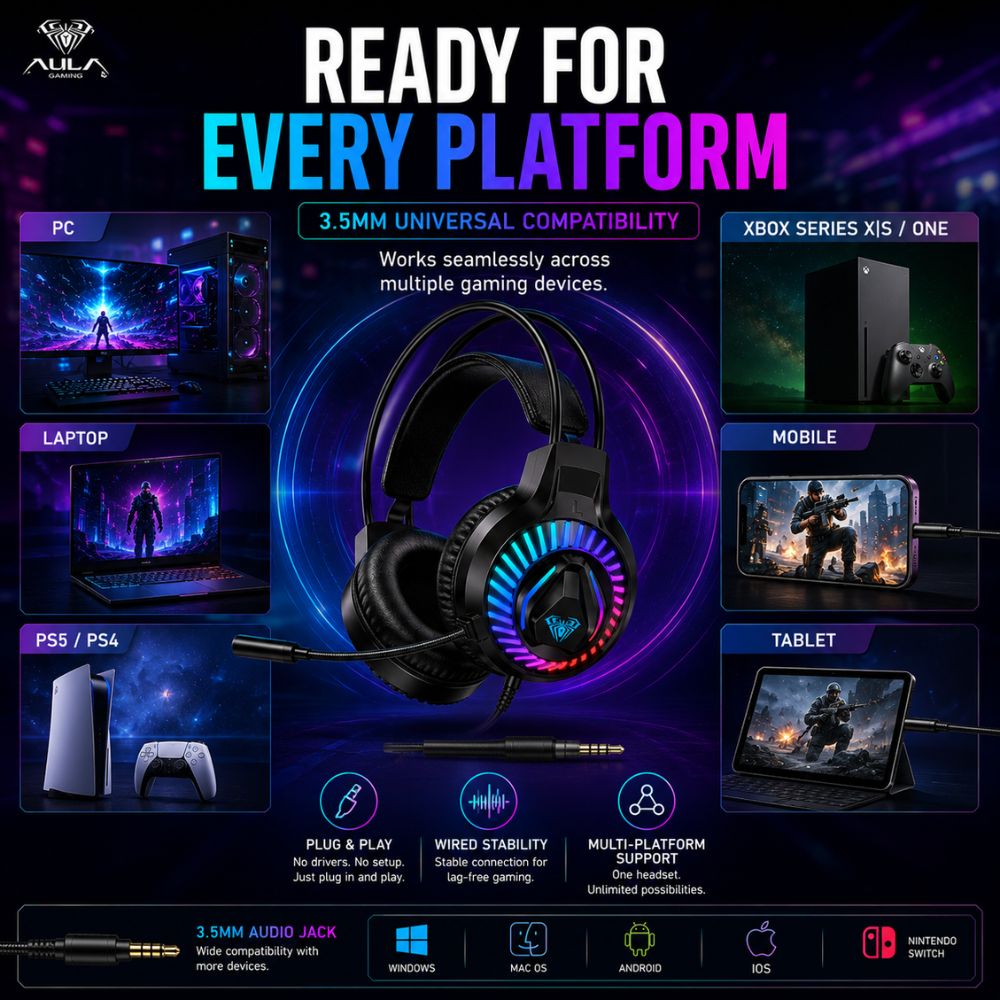 Aula S605 Gaming Headset Black