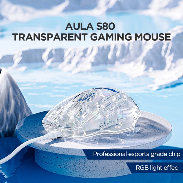 Aula S80 Gaming Mouse Transparent Ergonomic RGB