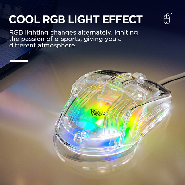Aula S80 Gaming Mouse Transparent Ergonomic RGB