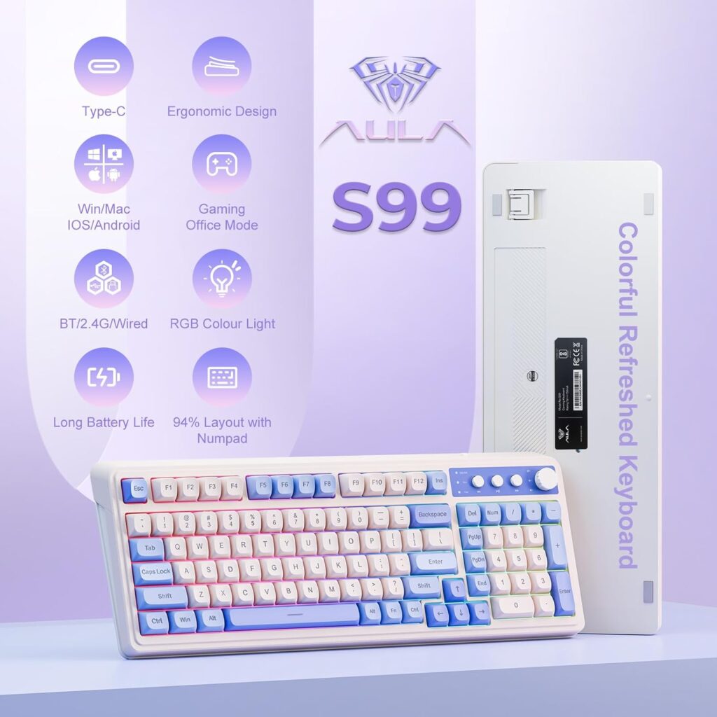 AULA Mechanical Keyboard S99 Blue &White