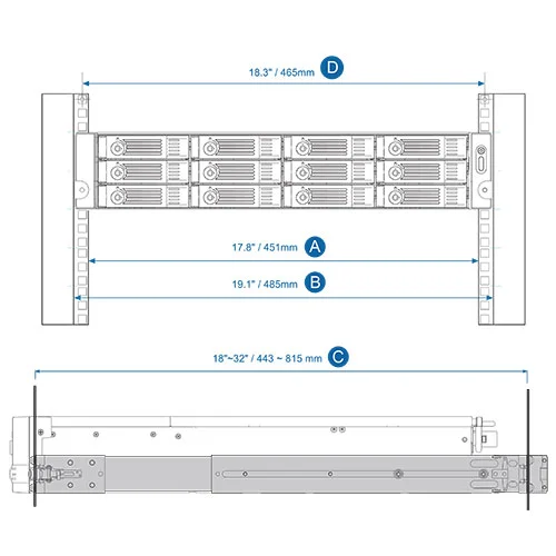 QNAP RAIL-B02 NEW RAIL KIT FOR NEW 1U & 2U NAS